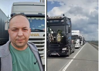 Zeci de TIR-uri și sute de mașini l-au condus pe ultimul drum