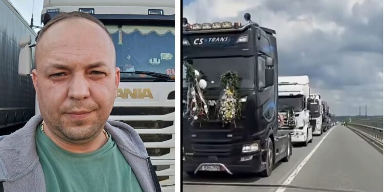 Zeci de TIR-uri și sute de mașini l-au condus pe ultimul drum