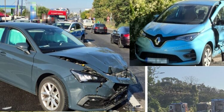 Impact violent la Hanul Doctorului, în Craiova. Trei persoane au ajuns la spital