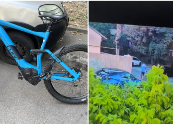 Bicicletă electrică furată în Craiova, ziua în amiaza mare. Hoțul, surprins de camere