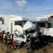 Șofer din Dolj, implicat în tragedia de pe DN6! Două femei și opt câini au pierit în accidentul în care un microbuz a fost zdrobit între TIR-uri