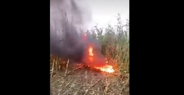 Dronă prăbușită în lanul de porumb