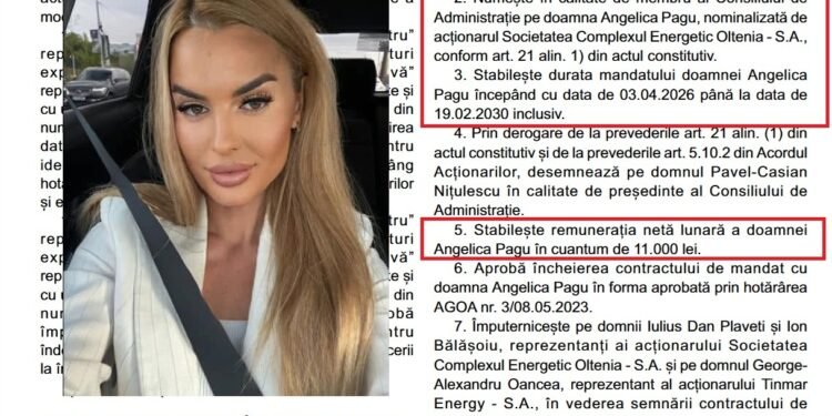 Sinecură de la Complexul Energetic Oltenia pentru Angelica Pagu
